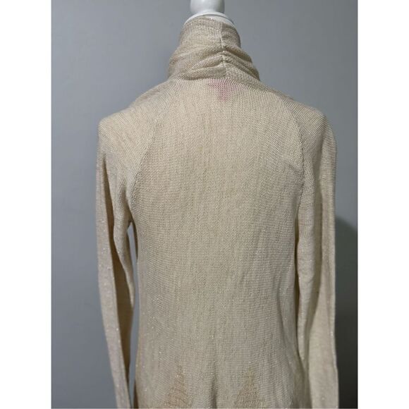 Lilly Pulitzer Tatum gold metallic cardigan long fringe hem S - Picture 8 of 12